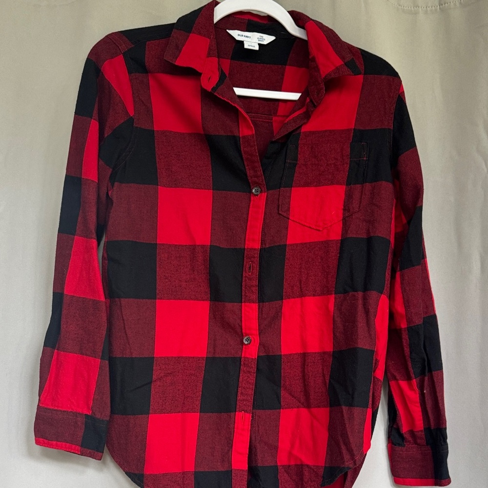 Old Navy Red and Black Plaid Shirt